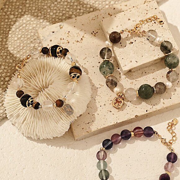 🌿 Artisan Original Design Green Phantom "Garden" Quartz & Pearl Bracelet | S925 - Picture 8 of 8